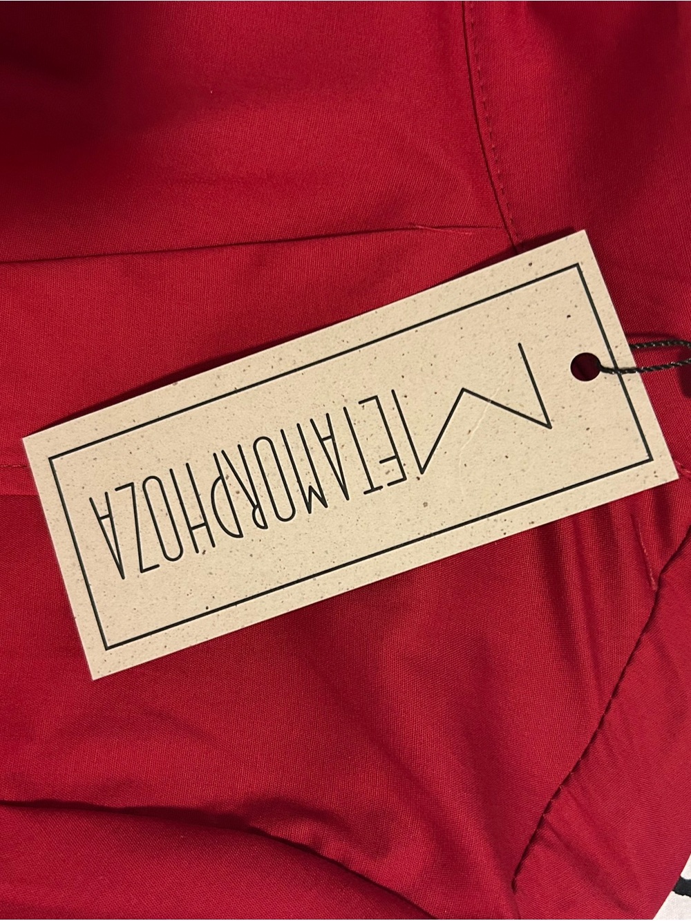 Asymmetrical Draped Dress in Deep Red - handmade by Metamorphoza - Picture 3 of 9